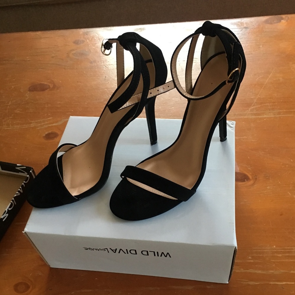 Black strappy heels